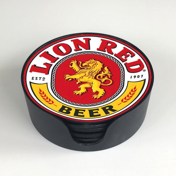 Glass coaster set Lion Red