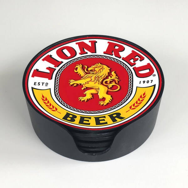 Glass coaster set Lion Red
