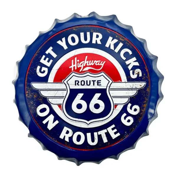 Bottle top wall hanging Route 66