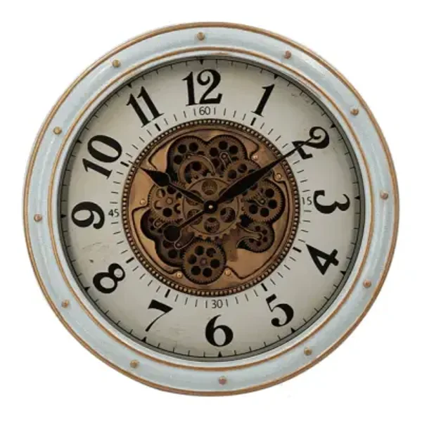 White Port Hole Gear Clock