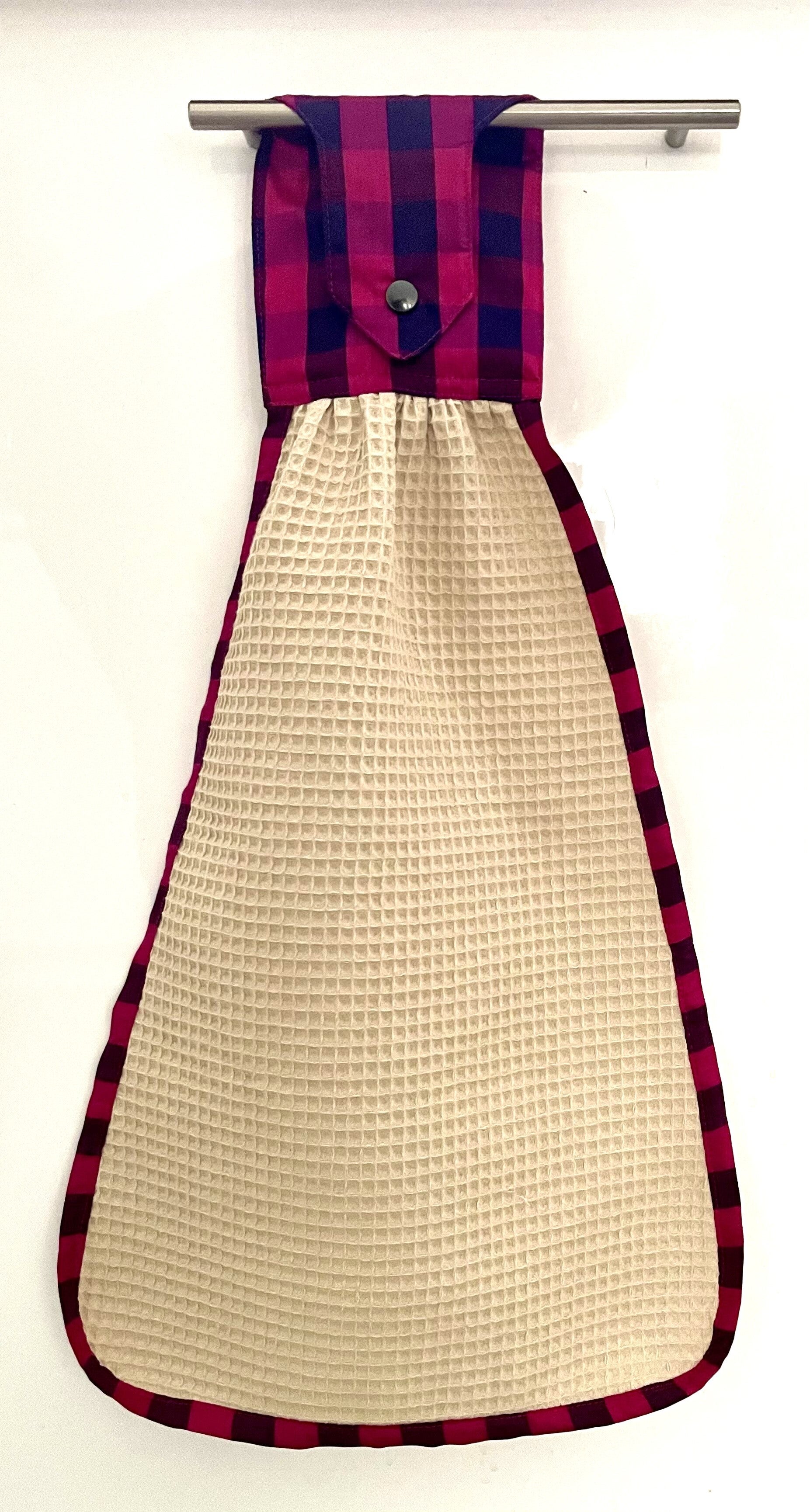 essuie mains rose à carreaux