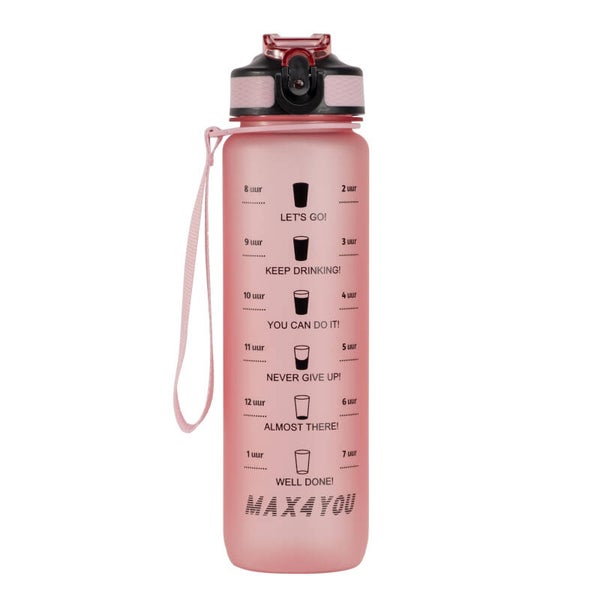 Waterfles Roze met rietje