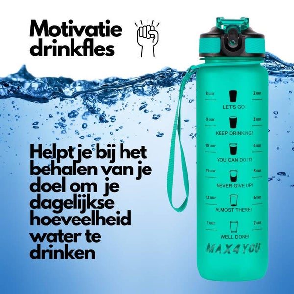 Waterfles Groen met rietje