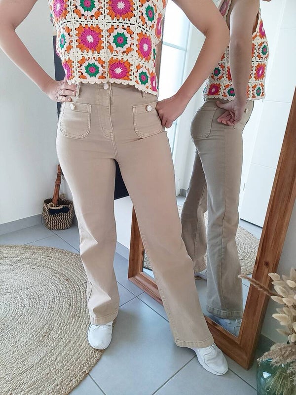 Jeans wide legs beige
