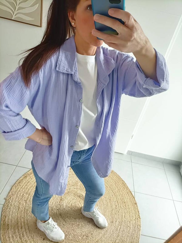 Chemise gaz de coton lilas