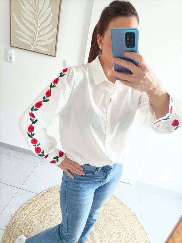 Chemise blanche fleuri