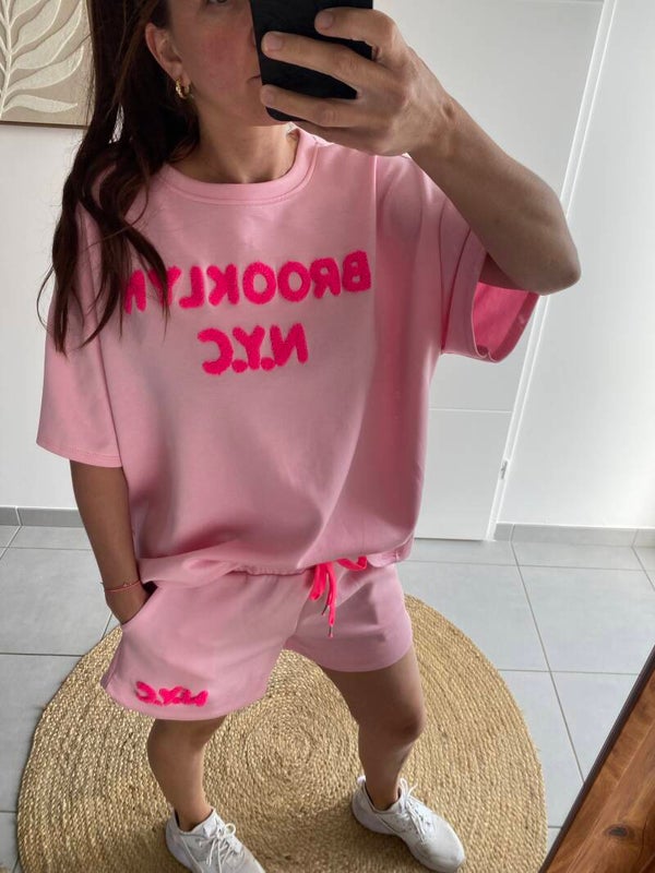 Ensemble short et sweat baby rose