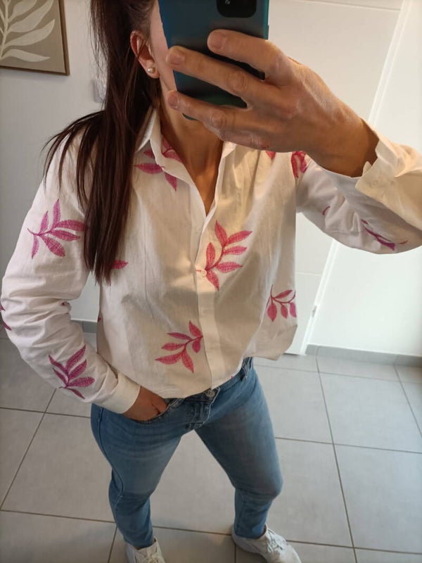 Chemise fleur fushia