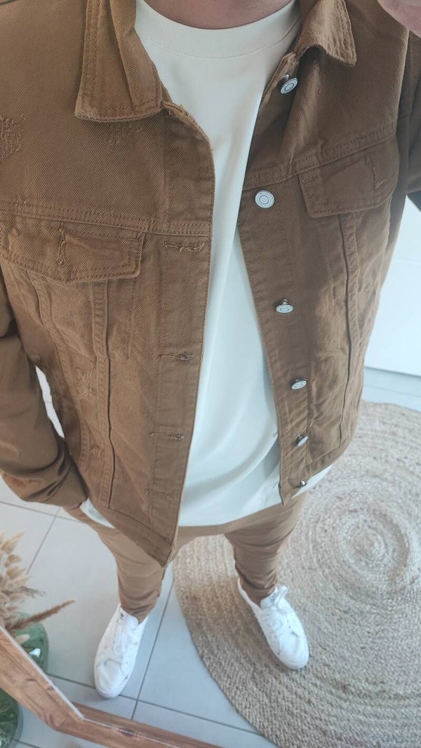 Veste en jeans camel