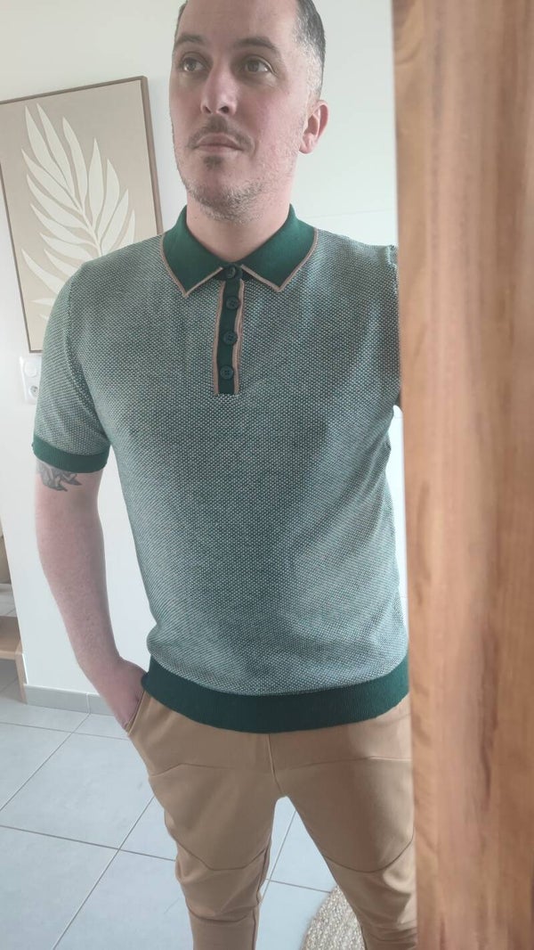 Polo vert/blanc