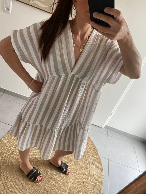 Robe gaze de coton beige