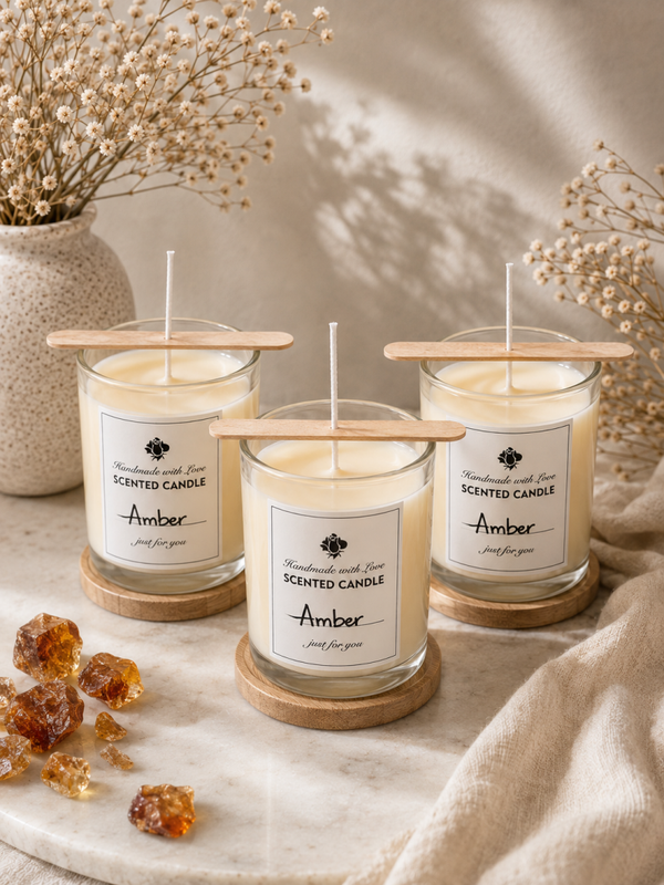 Amber scented candle