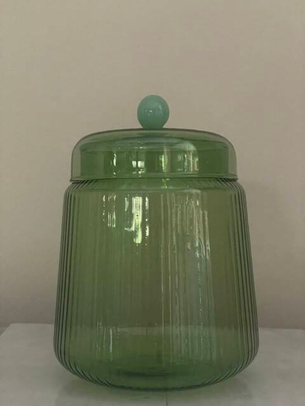 Voorraad potje glas groen Ø 11cm  H 14cm