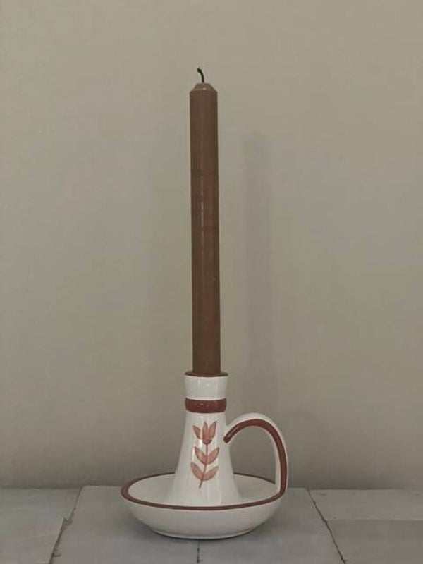 kandelaar wit/terra beschilderd 13cm
