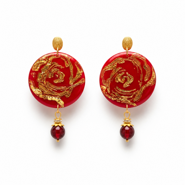 Rouge Bloom Statement Earrings