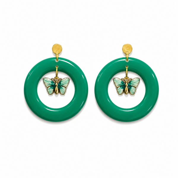 Green Flutter Statement Earrings