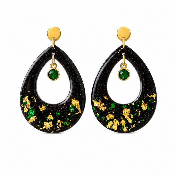 Emerald Noir Statement Earrings
