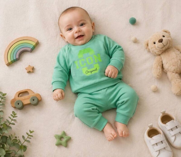 babysetje groen met opdruk