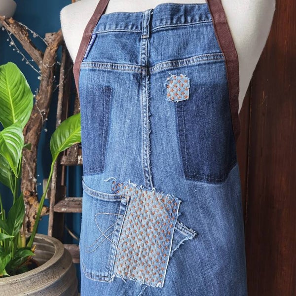 Denim Schort - Bavet Blauw -  Sashiko M