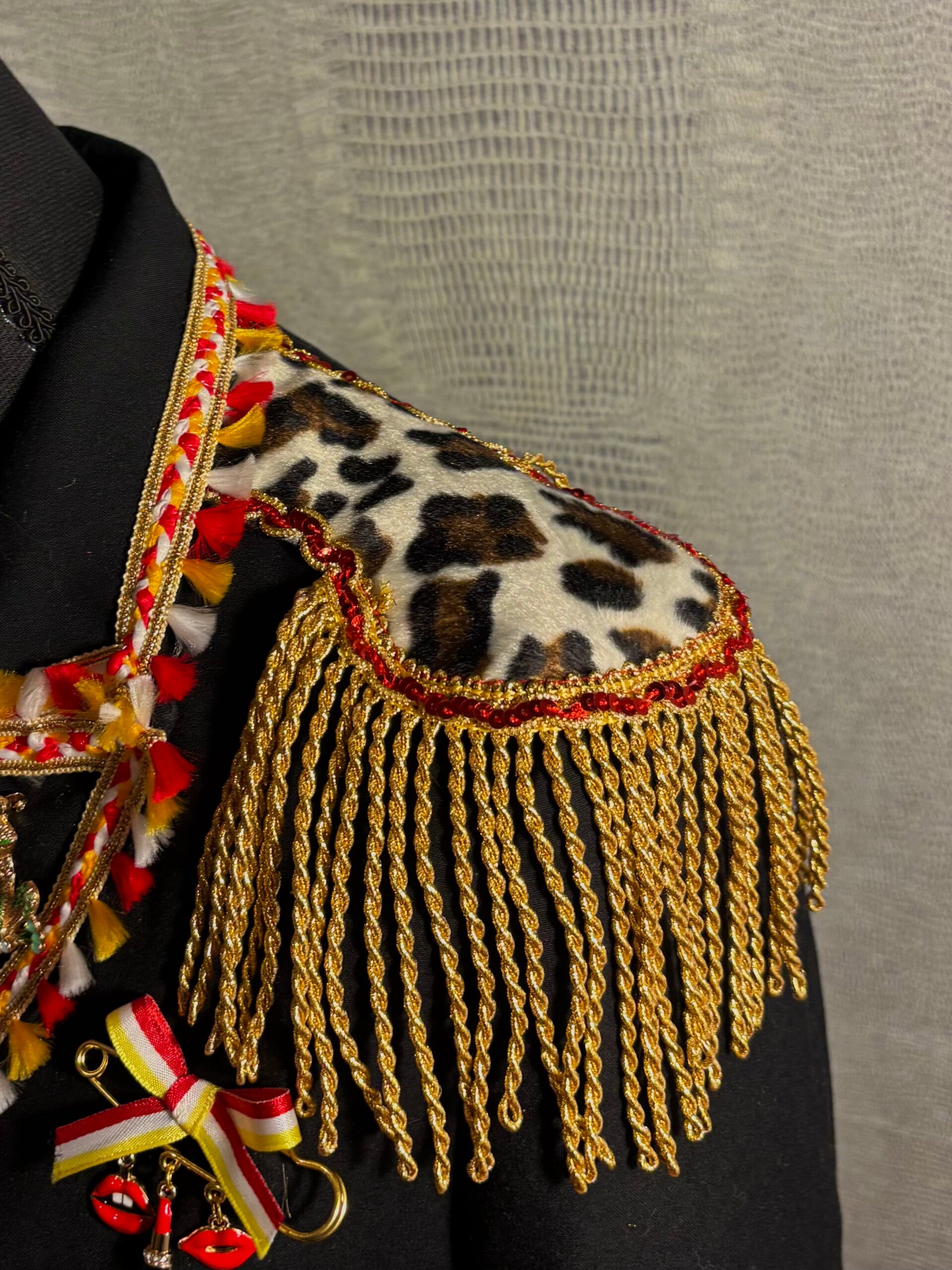 Panter Epauletten wit - rood