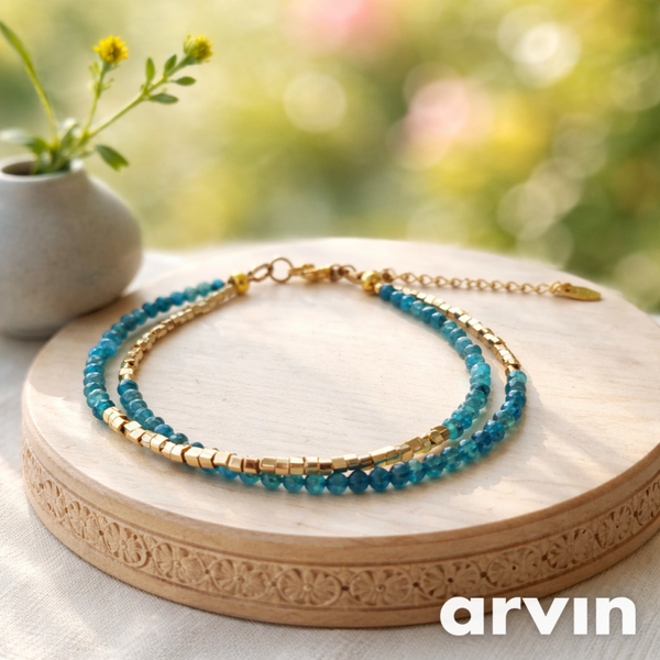 Bracecet aux douces apatites et perles Miyuki or