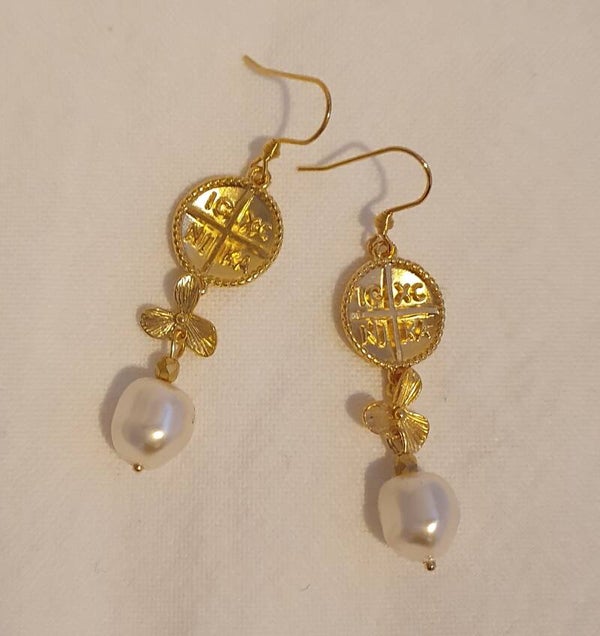 Boucles d'oreilles anciennes "les orchidées nacrées"