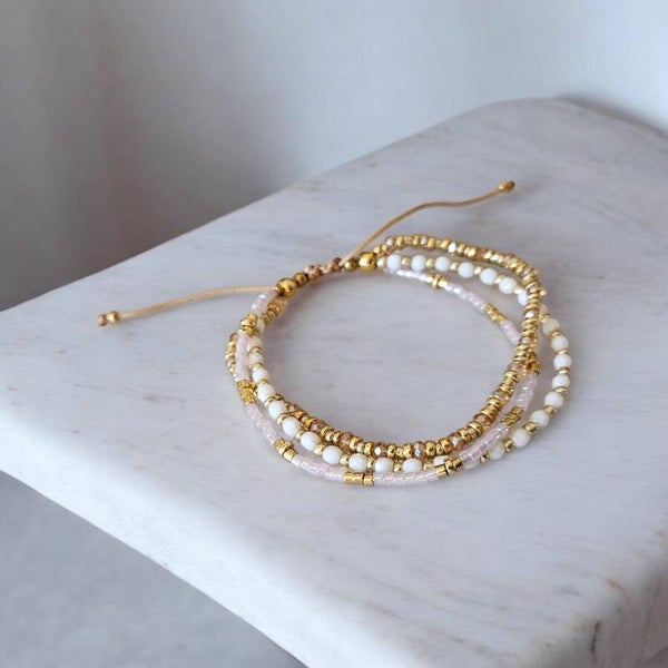 Bracelet "Douceur" 3 rangs aux perles en verre