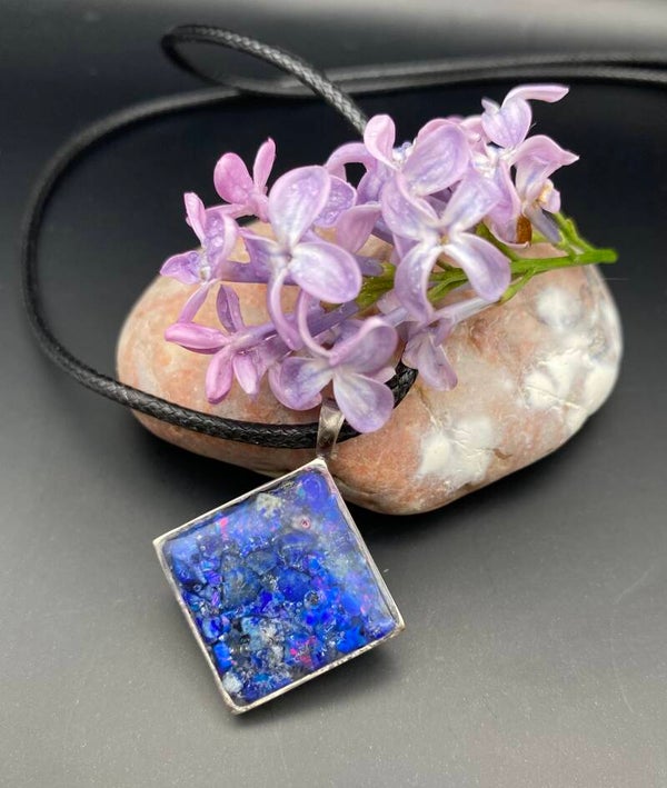 Hängsmycke Tungsten kvadrat Stenar och syntetiska opaler