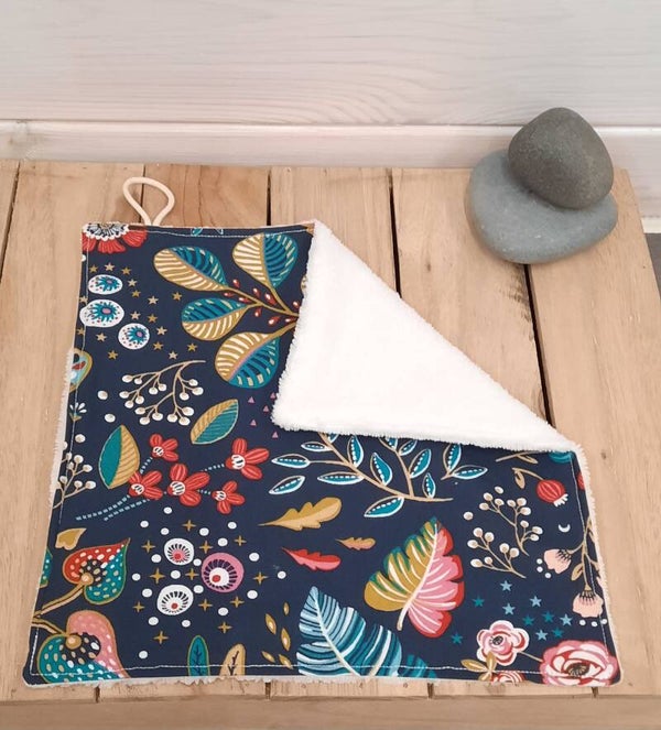 Mini serviette visage extra douce en éponge de bambou et coton imprimé