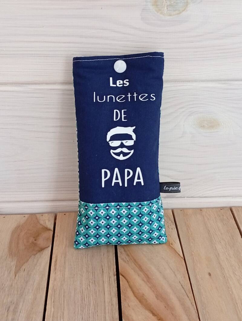 Étui à lunettes en coton personnalisé  "Les lunettes de Papa"