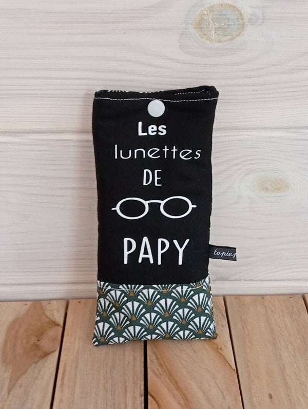 Étui à lunettes en coton personnalisé  "Les lunettes de Papy"