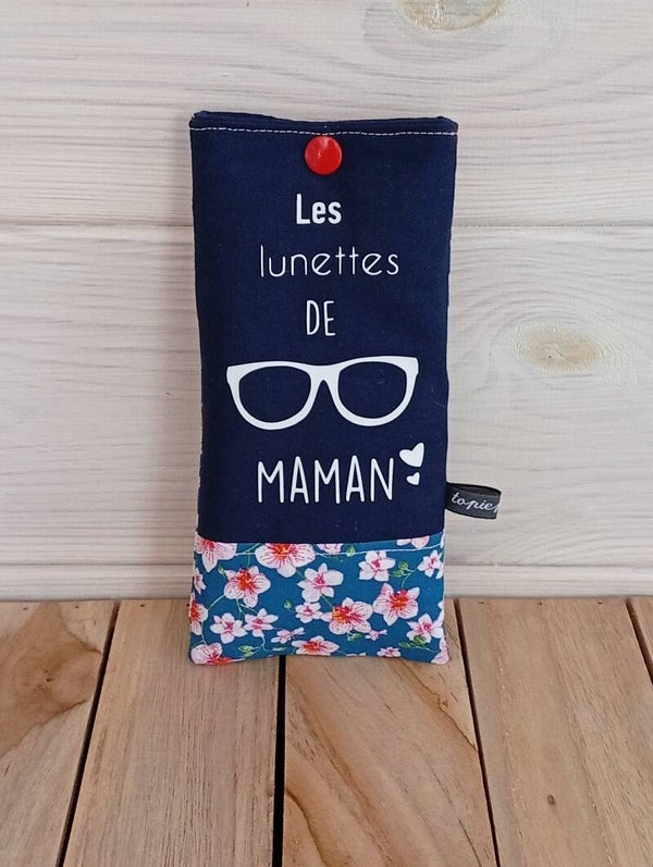 Étui à lunettes en coton personnalisé  "Les lunettes de Maman"