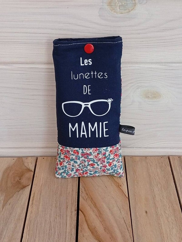 Étui à lunettes en coton personnalisé  "Les lunettes de Mamie"