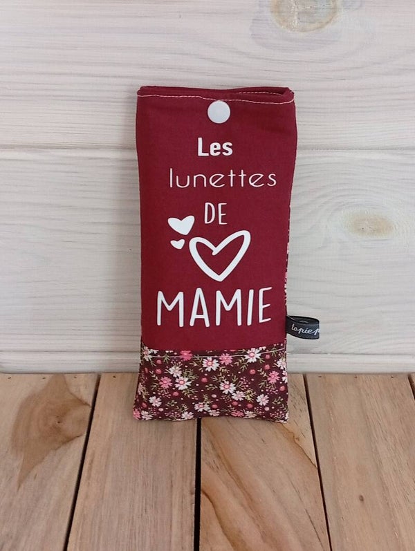 Étui à lunettes en coton personnalisé  "Les lunettes de Mamie"