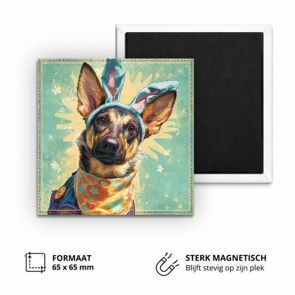 Koelkastmagneet, festive dog