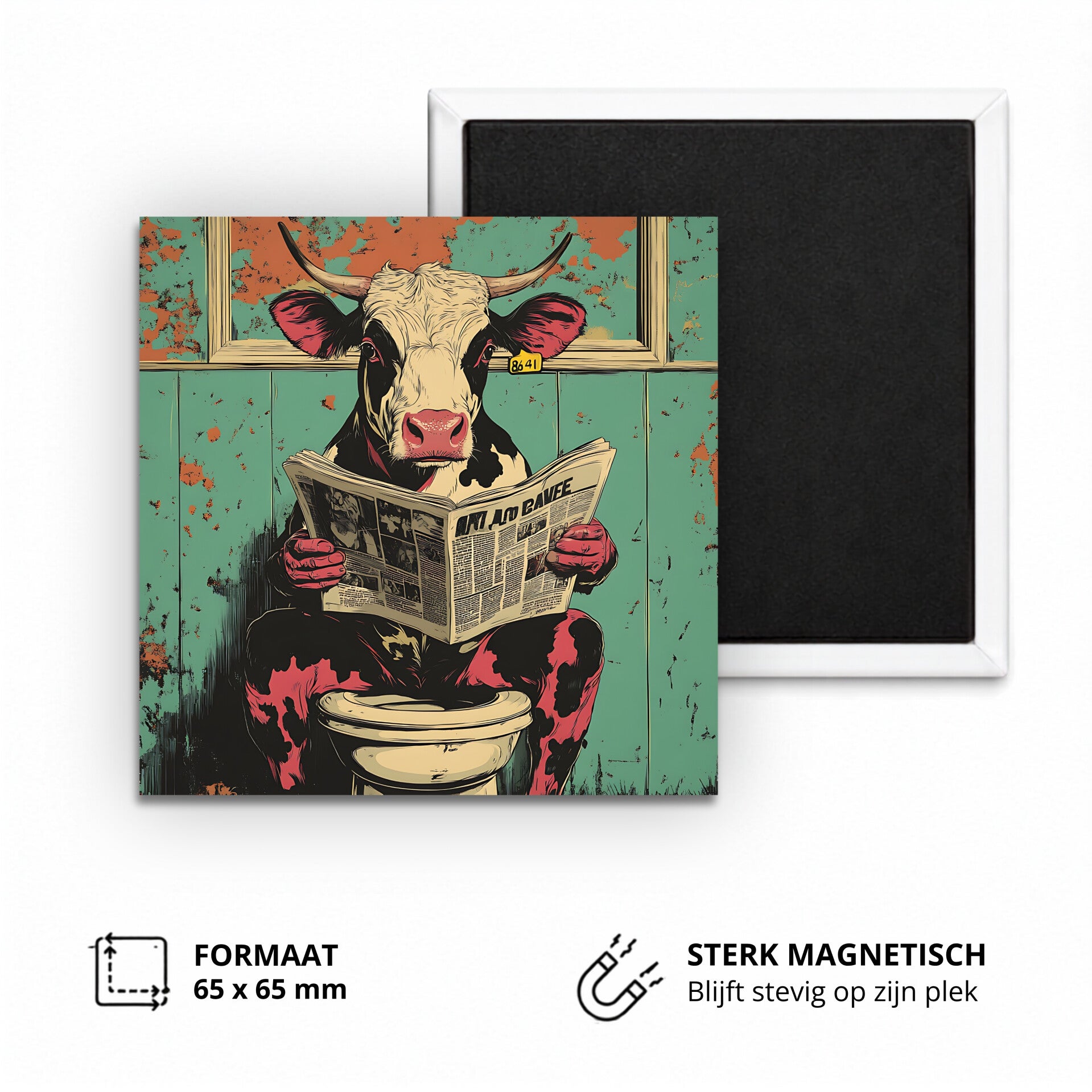 Koelkastmagneet, Retro cow toilet newspaper