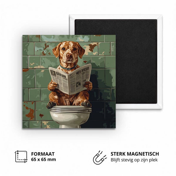 Koelkastmagneet, Retro dog toilet newspaper