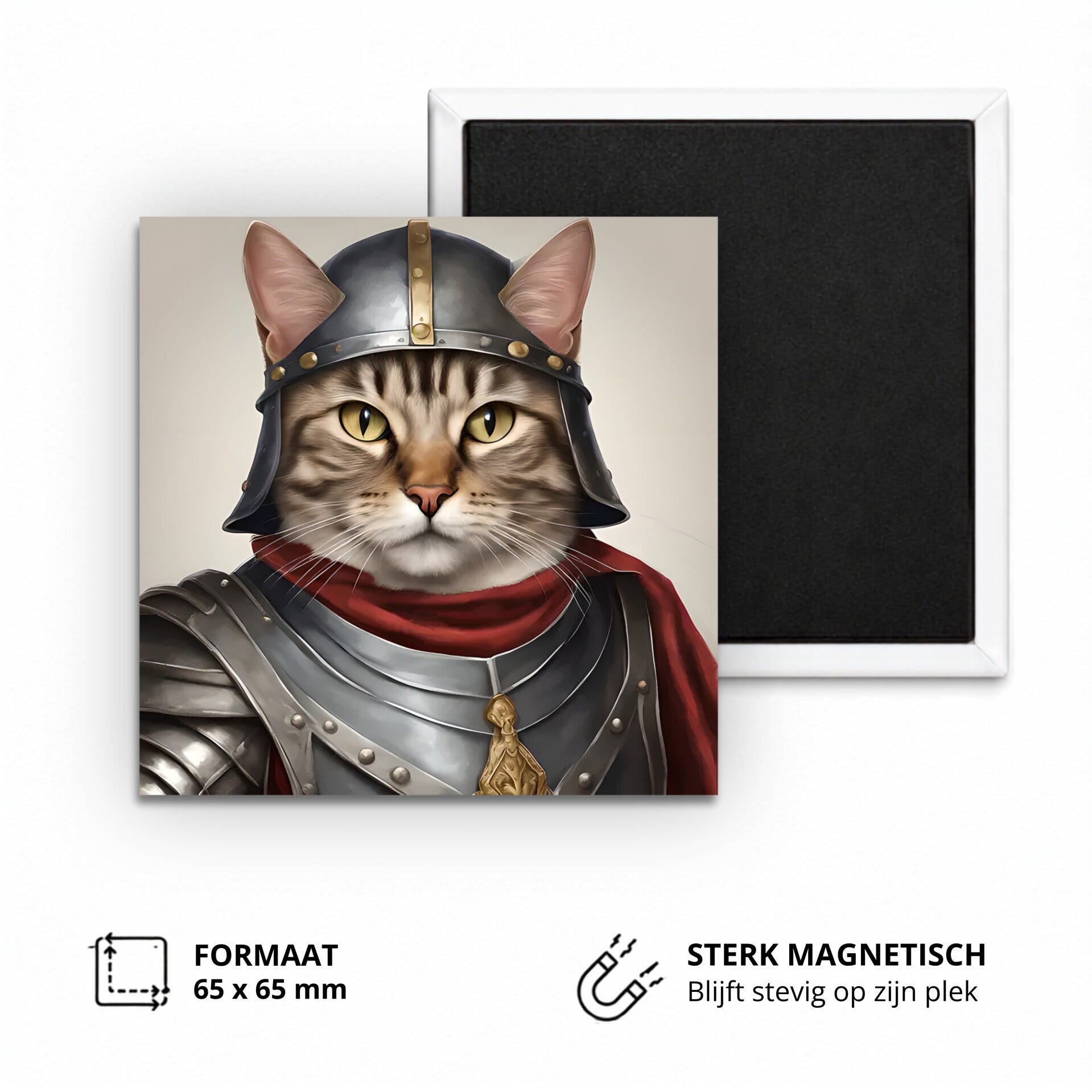 Koelkastmagneet cat medieval /knight