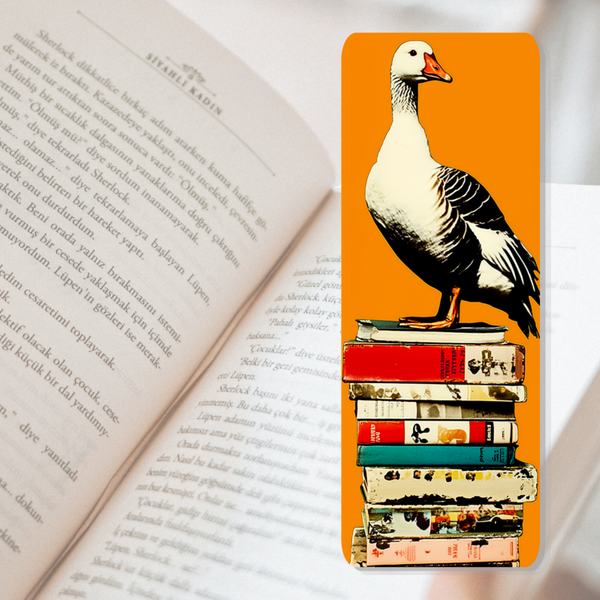 Boekenlegger retro boeken gans