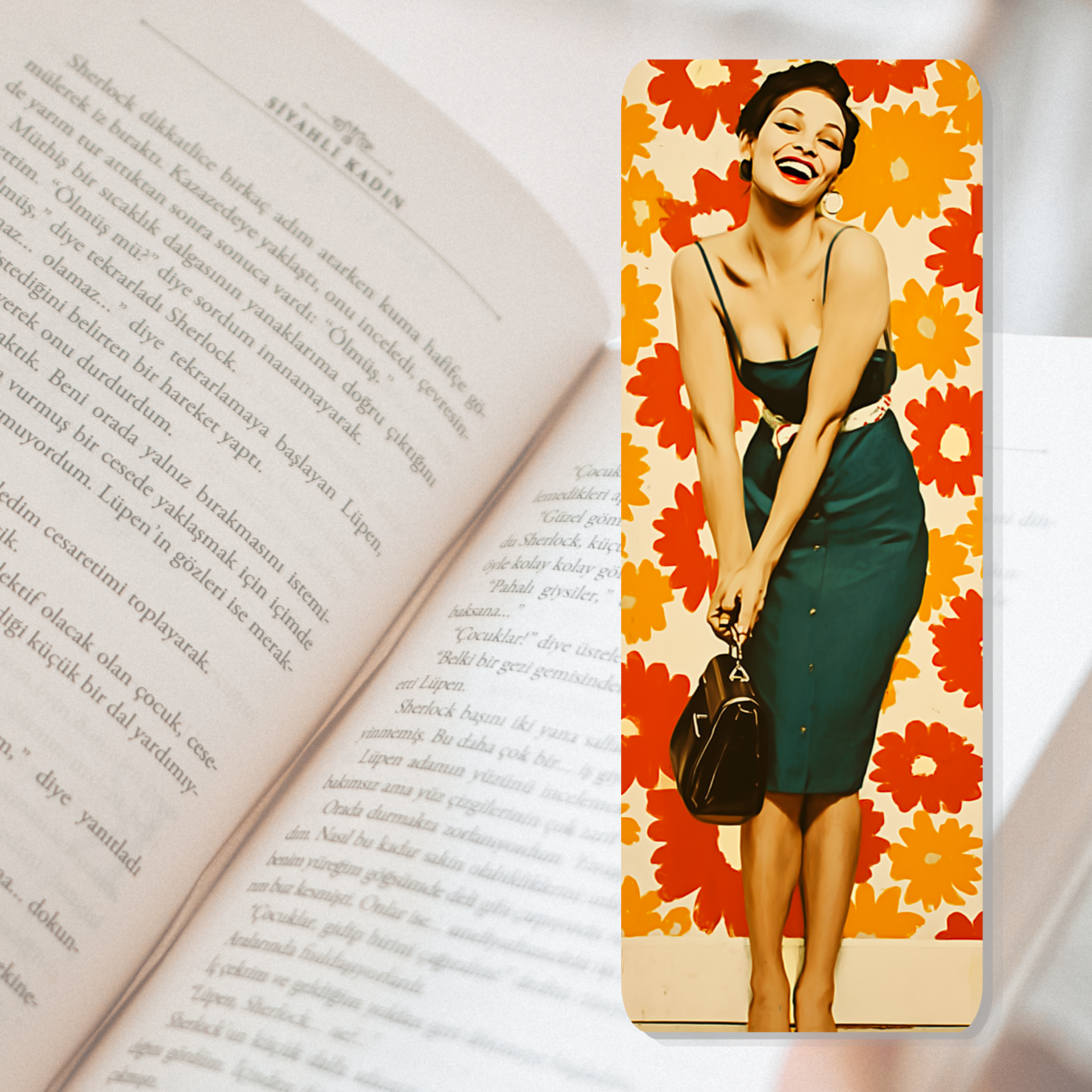 Boekenlegger retro lady
