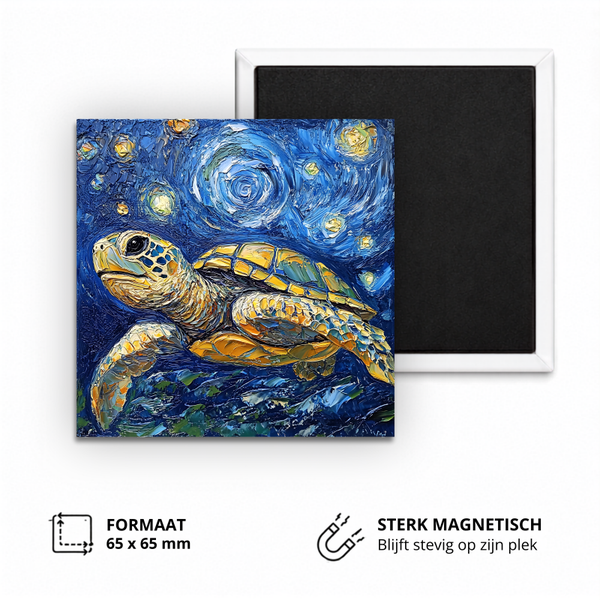Koelkastmagneet, Turtle in starry night painting (Van Gogh)