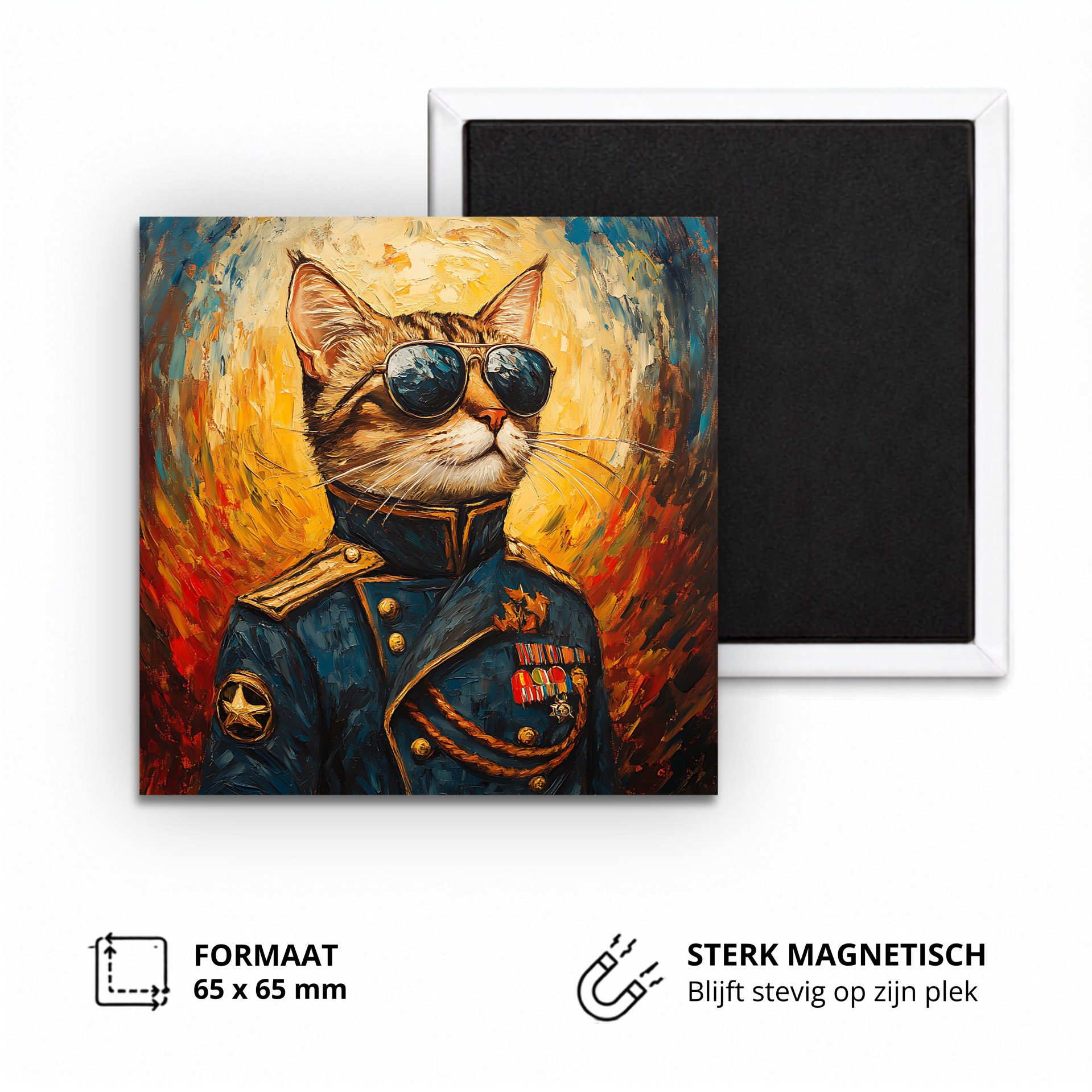 Koelkastmagneet, General cat painting (van Gogh)