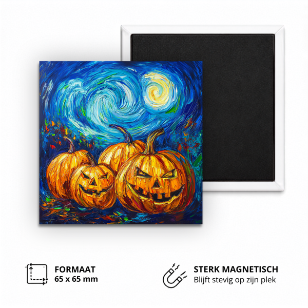 Koelkastmagneet, Halloween in starry night painting (van Gogh)