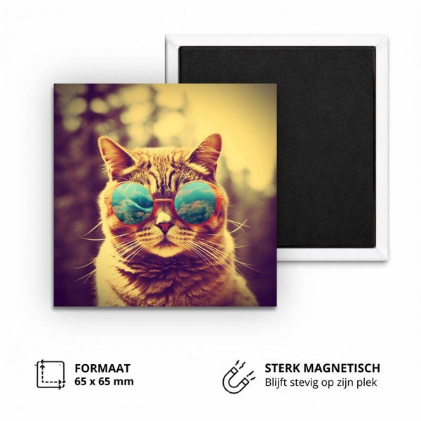 Koelkastmagneet, retro cat
