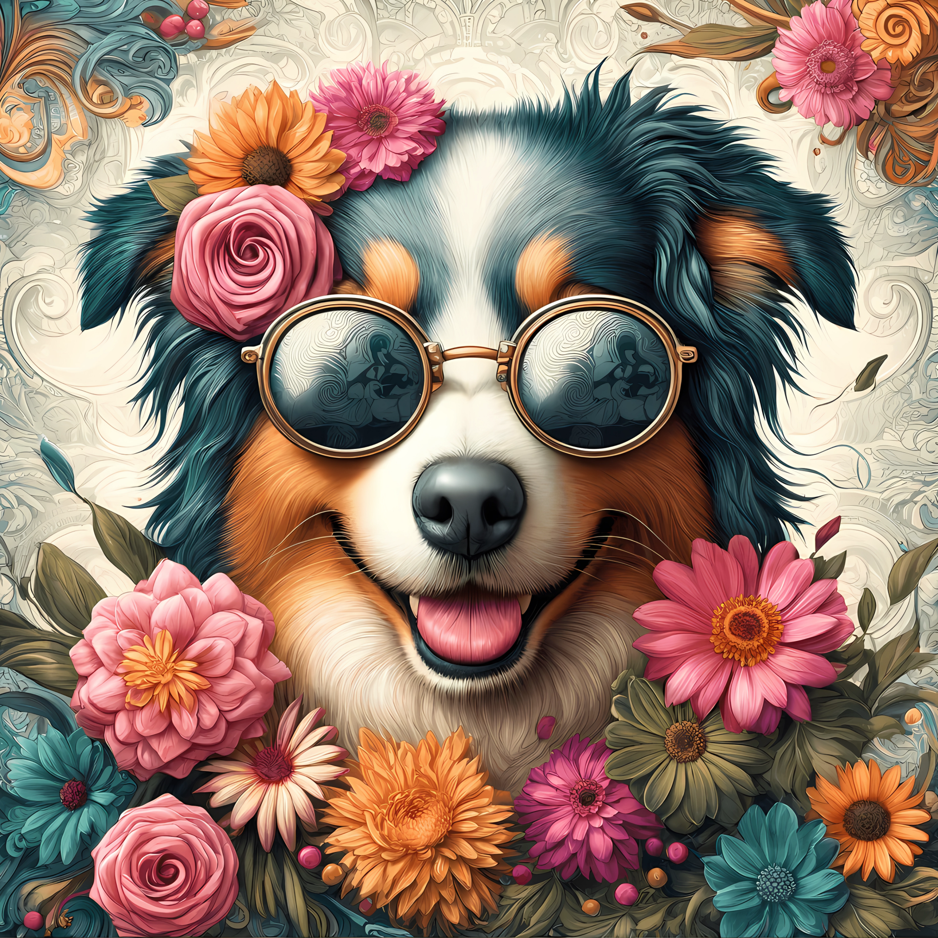 Koelkastmagneet flower dog