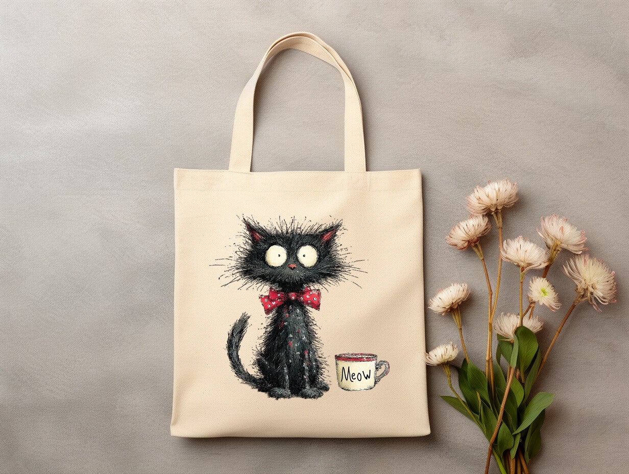 canvas tas zwarte kat