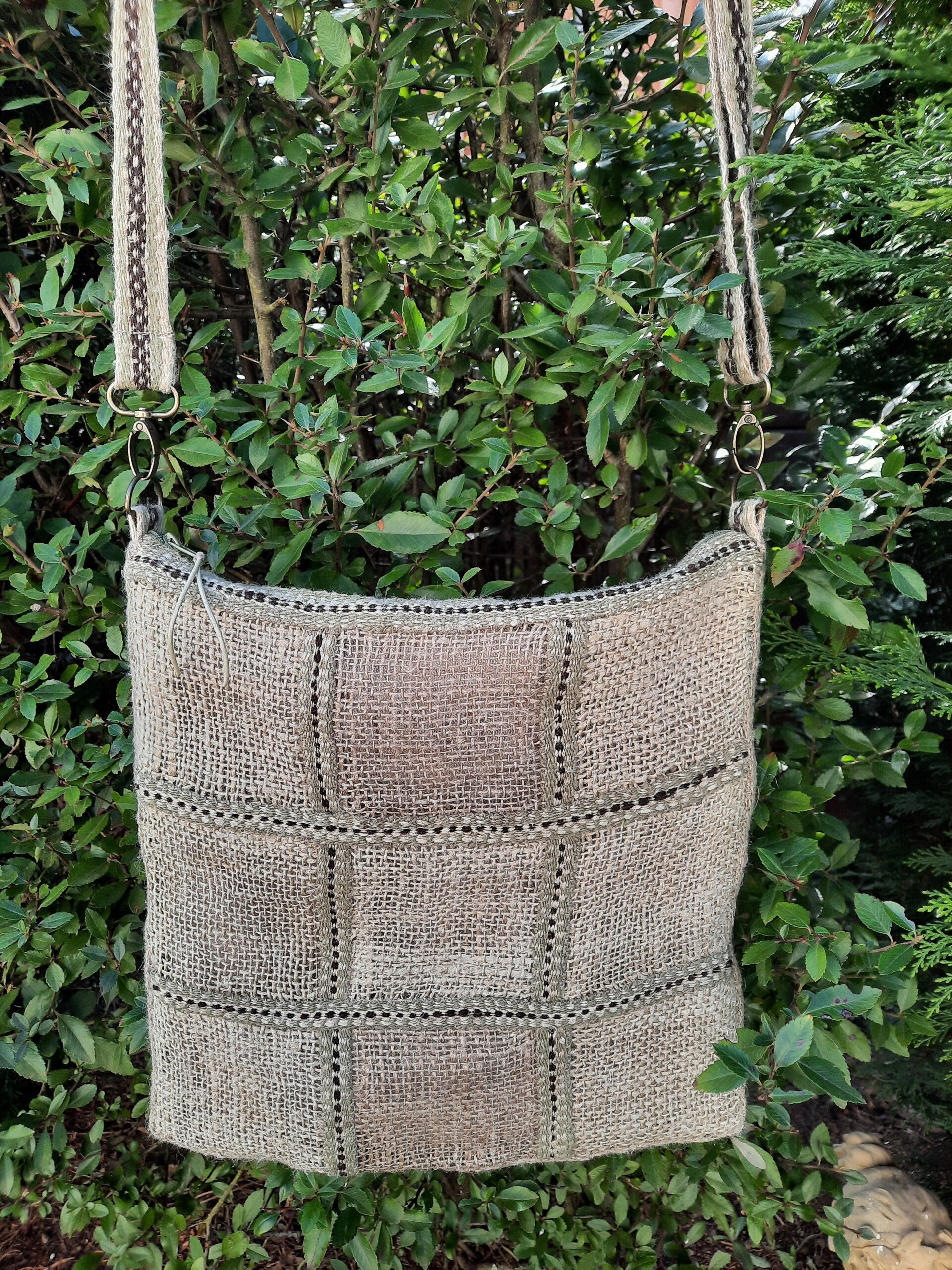 handgewebte Leinentasche, Umhängetasche „Mintgrün“