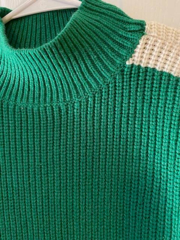 Sanctuary Pullover Sweater Woman's Green and White