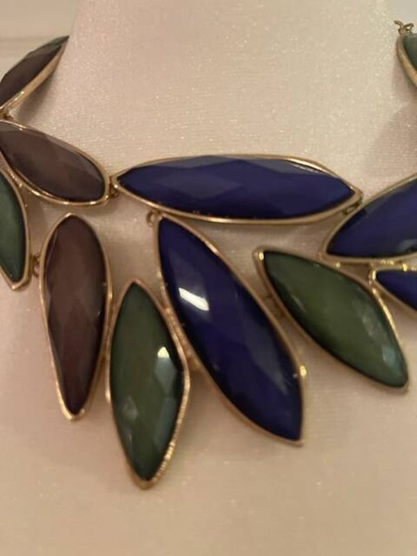 Green Blue Leaf Necklace