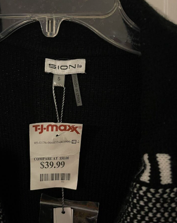 Sioni Black and White Cardigan - Size Small